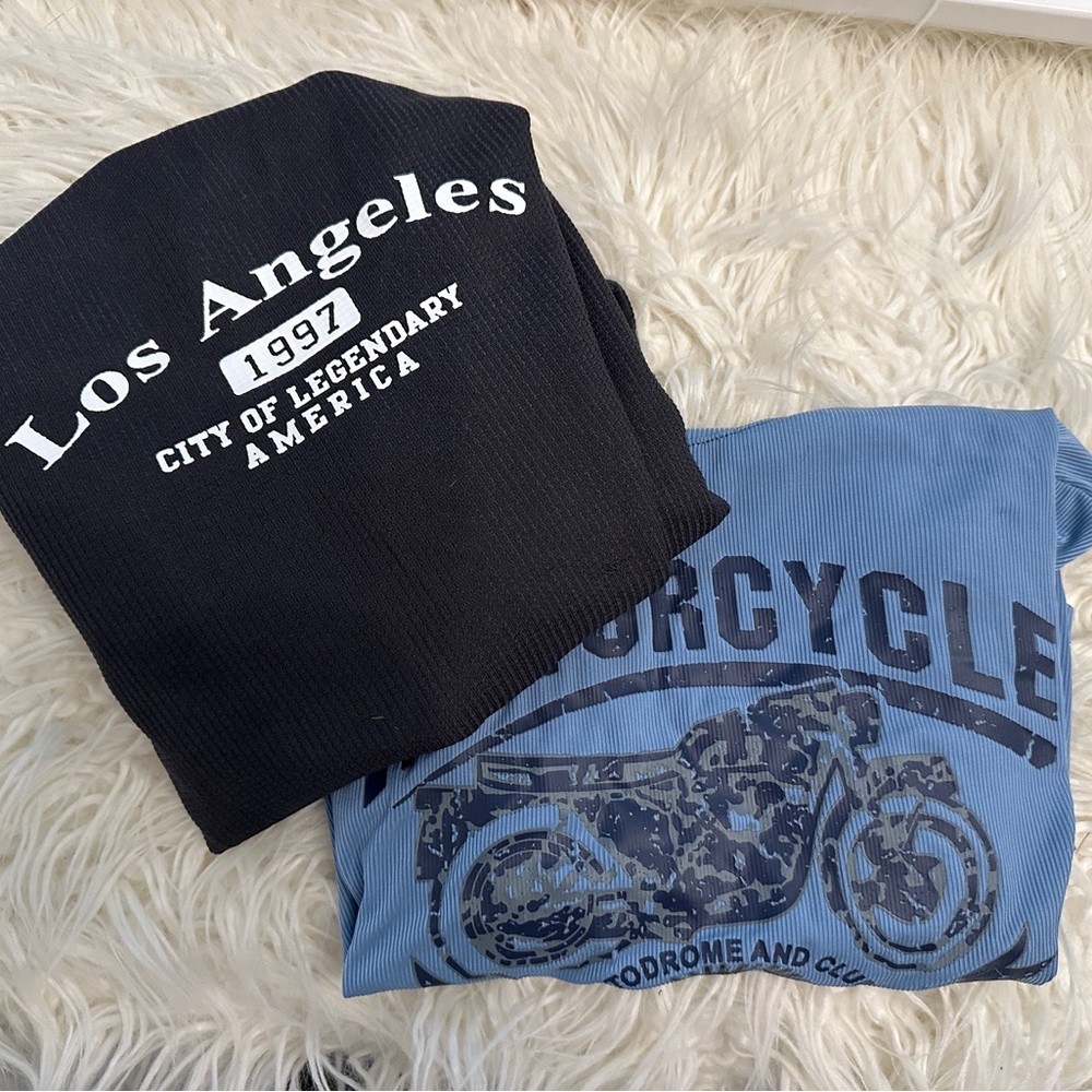 2 Graphic Long sleeved shirts